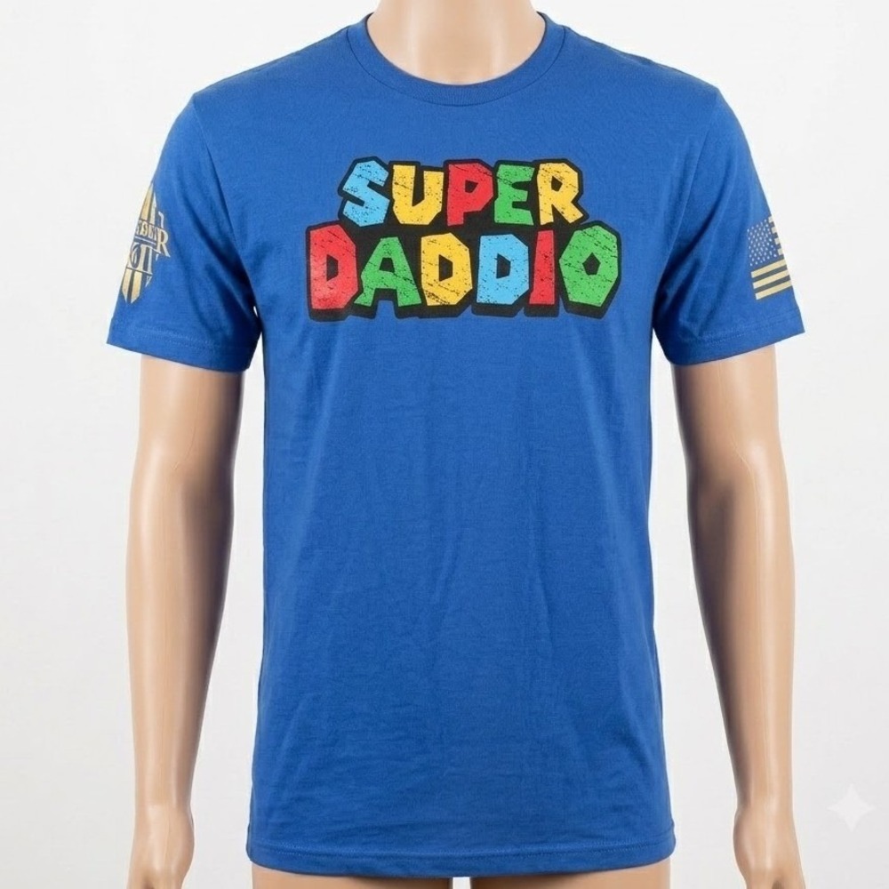 Warrior XII Super Daddio Blue Graphic T-Shirt Mens 2XL American Apparel Gaming
